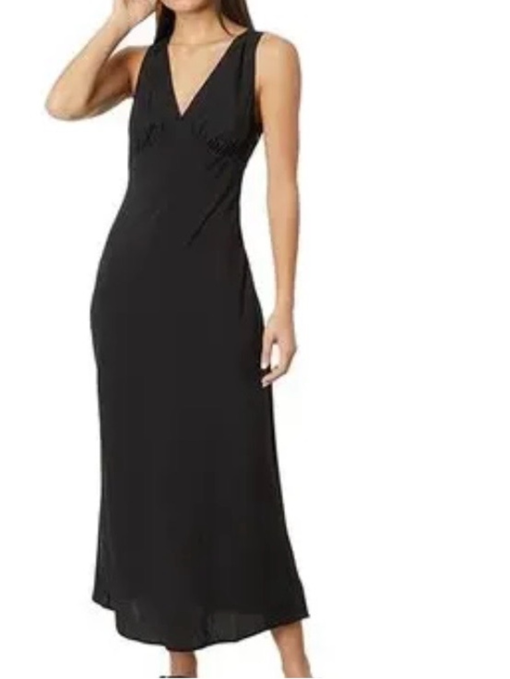 Madewell Black V-Neck Sleeveless Midi Dress